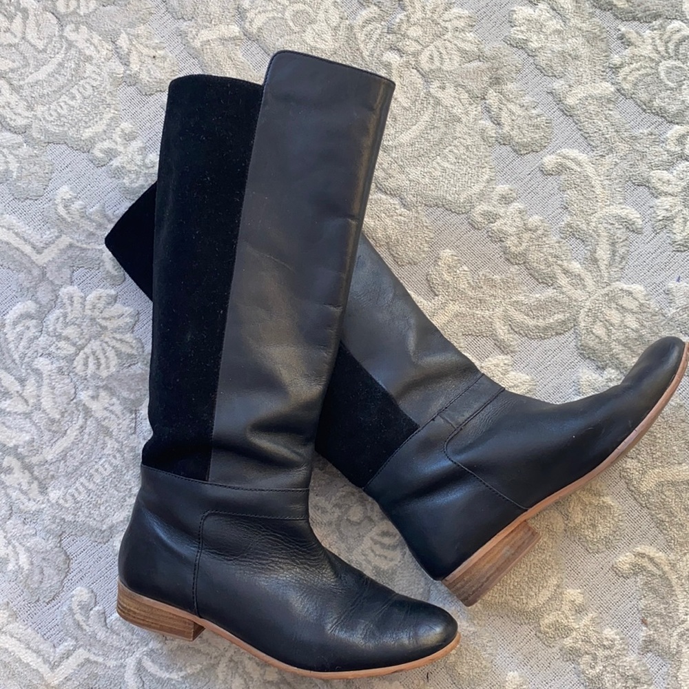 KATE SPADE Saturday black leather & suede boots - 8.5